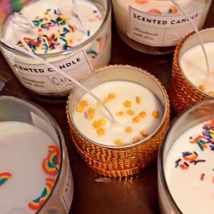 Handmade scented candles. Cupcake, lollipop, orange citrus, cinnamon, lavender